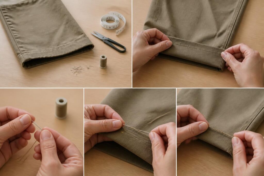 Faire un ourlet de pantalon à la main, pas à pas