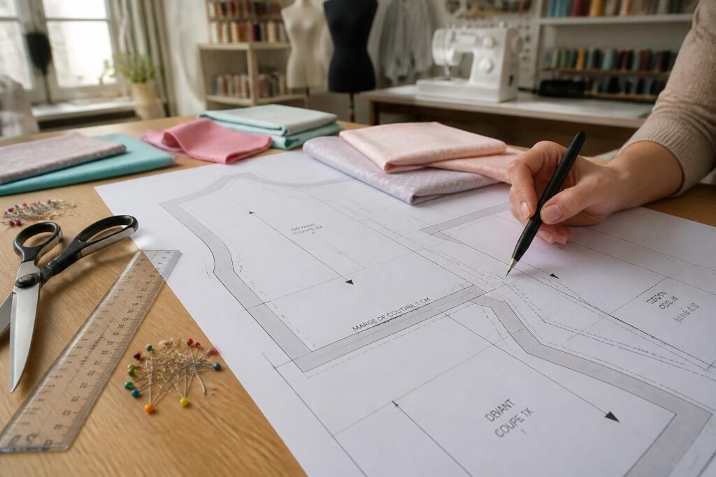 Lire un patron de couture : symboles, marges et tailles