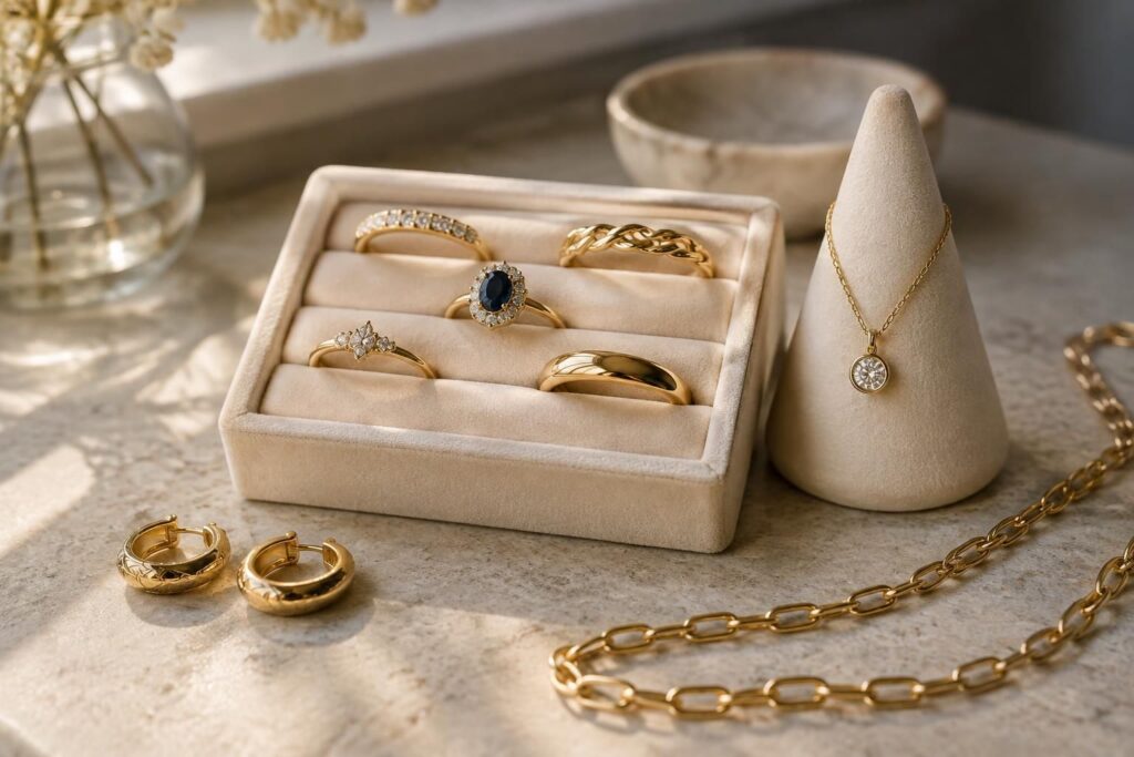 découvrez des bijoux en or 18 carats d’occasion à prix doux : bagues, colliers et boucles d’oreilles pour tous les styles et tous les budgets.