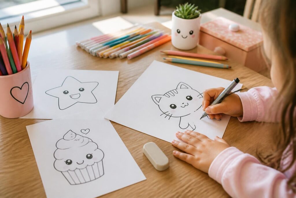 apprenez à dessiner des dessins kawaii simples et mignons, parfaits pour les enfants, grâce à ce guide étape par étape facile à suivre.