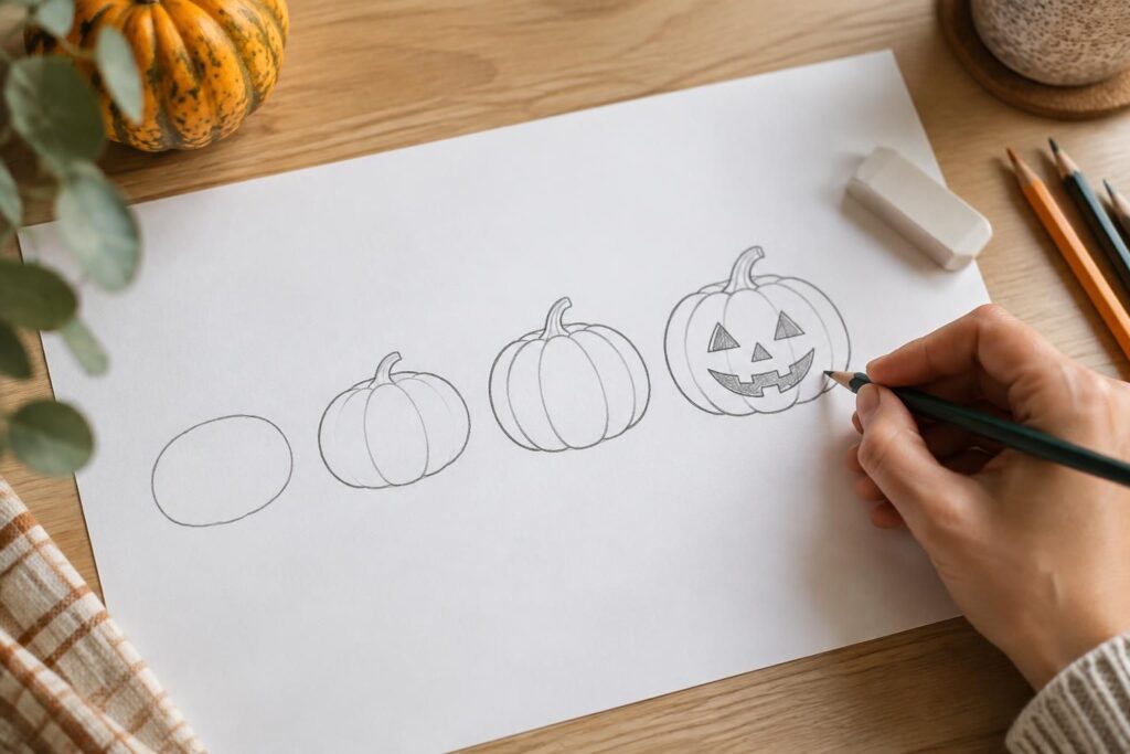Comment dessiner une citrouille d’Halloween facilement et rapidement